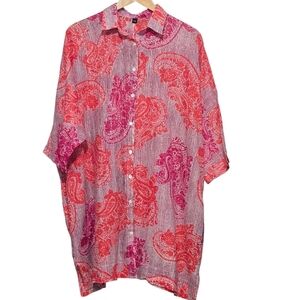T.U  Red and Pink Paisley  Summer Shirt Womens Large